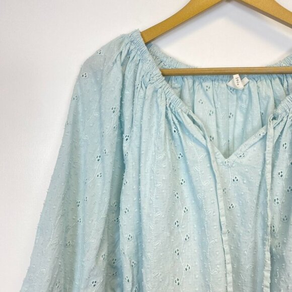 Joie Blue Eyelet Blouse - Picture 6 of 8